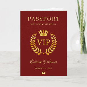 Hochzeitsziel Roter Reisepass Weltkarte VIP Einladung