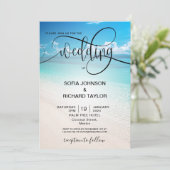 Hochzeitsziel tropisches Sommermeer Einladung (Stehend Vorderseite)