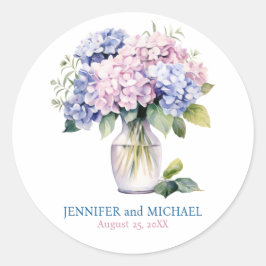 Hochzeitszirkel von Rosa und Dusty Blue Runder Aufkleber