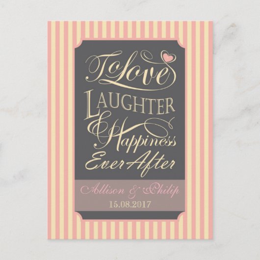 Hochzeitszitat Einladungspostkarte (Vorderseite)