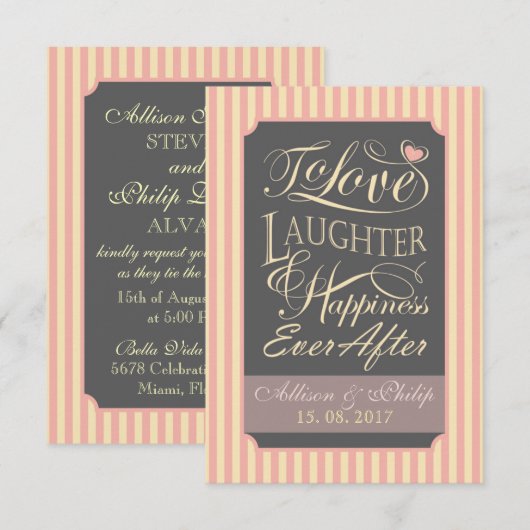 Hochzeitszitat mit Sonderbriefen. Einladung (Vorne/Hinten)