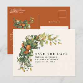 Hochzeitszitrus botanisch modern ankündigungspostkarte