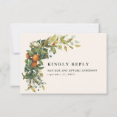 Hochzeitszitrus botanisch modern RSVP karte (Vorderseite)