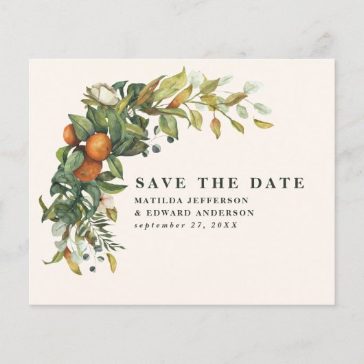 Hochzeitszitrus floral Save the Date Flyer (Vorne)