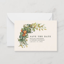 Hochzeitszitrus floral Save the Date Mitteilungskarte