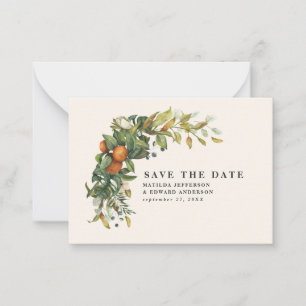 Hochzeitszitrus floral Save the Date Mitteilungskarte