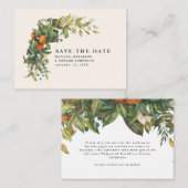 Hochzeitszitrus floral Save the Date Mitteilungskarte (Vorne/Hinten)