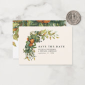 Hochzeitszitrus floral Save the Date Mitteilungskarte (Vorderseite/Rückseite Beispiel)