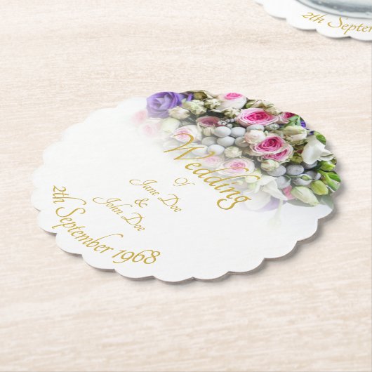 Hochzeitszubehör - Braut mit bunten Hochzeiten Untersetzer (angewinkelt)