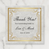 Hochzeitszunge aus weißem Marmor mit geometrischen Geschenkanhänger (Rückseite)