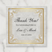 Hochzeitszunge aus weißem Marmor mit geometrischen Geschenkanhänger (Vorderseite)