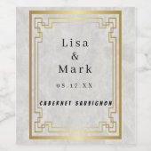 Hochzeitszunge aus weißem Marmor mit geometrischen Weinetikett (Einzelnes Label)