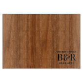 Hochzeitthema Monogram Brown Wood Texture Schneidebrett (Vorderseite)