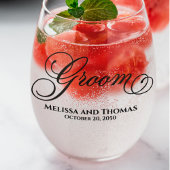 Hochzeittypografie - Brille und Bräutigam Weinglas Ohne Stiel