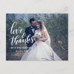 Hochzeittypografie-Liebe und Dank   Couple Foto Postkarte
