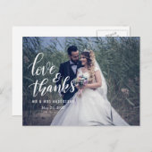 Hochzeittypografie-Liebe und Dank | Couple Foto Postkarte (Vorne/Hinten)