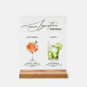 Hochzeitunterschrift Drinks über 50 Aquarellcockta Acrylschild (Vorderseite)