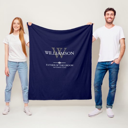 Hochzeitvater des Groom-Geschenkmongramm-Elegant Fleecedecke (Beispiel)