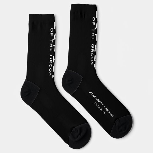 Hochzeitvater des Grooms Personalisiert Schwarz Socken (Rechts)