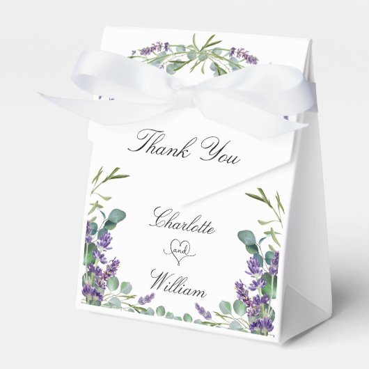 Hochzeitvioletter Lavendel Eukalyptus vielen Dank Geschenkschachtel (Vorderseite)