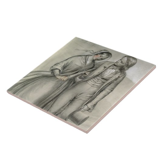 Hochzeitvormittag - Abfahrt, c.1846 Fliese (Seite)