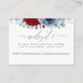 Hochzeitwebsite Dusty Blue Red Blume Visitenkarte (Vorderseite)