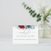 Hochzeitwebsite Dusty Blue Red Blume Visitenkarte (Stehend Vorderseite)