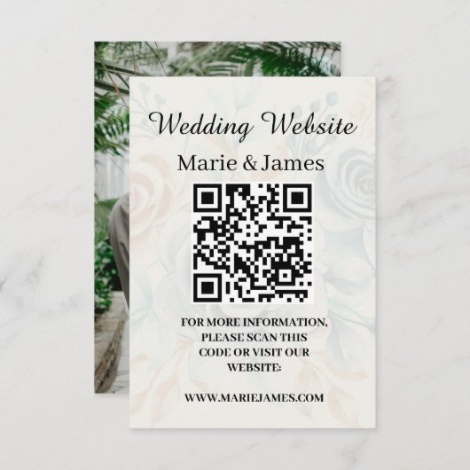 Hochzeitwebsite Hinzufügen von Namen QR-Code Minim Begleitkarte (Vorne/Hinten)