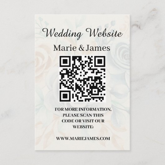 Hochzeitwebsite Hinzufügen von Namen QR-Code Minim Begleitkarte (Vorderseite)