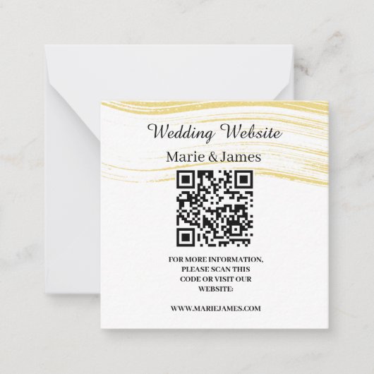 Hochzeitwebsite Hinzufügen von Namen QR-Code Minim Mitteilungskarte (Vorderseite)
