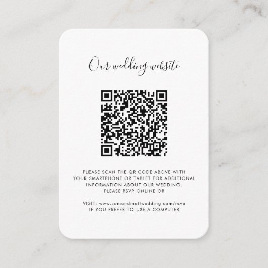 Hochzeitwebsite QR Code Foto UAWG Begleitkarte (Vorderseite)