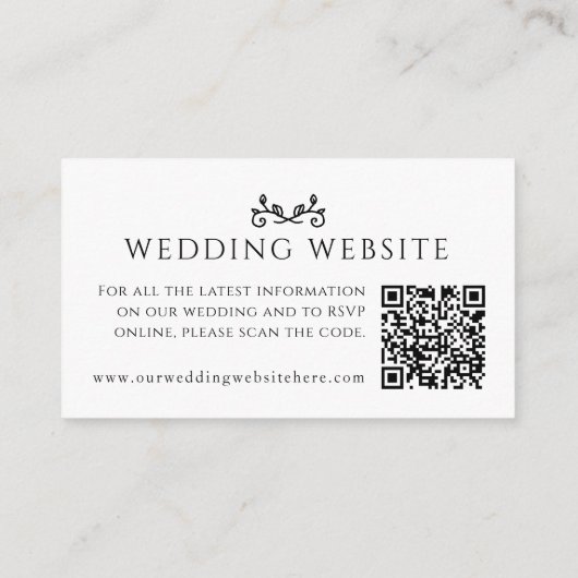 Hochzeitwebsite QR Code Herdblatt Mono Begleitkarte (Rückseite)