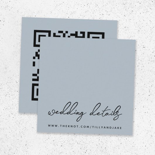 Hochzeitwebsite QR Code Minimalistisch Blue Gray U Begleitkarte