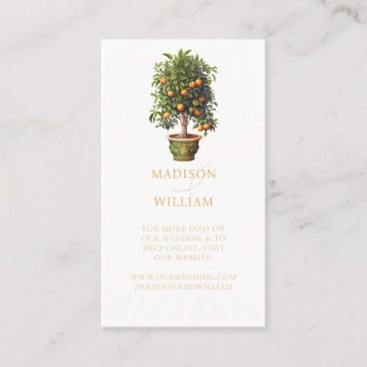 Hochzeitwebsite QR Code Orange Citrus Begleitkarte (Vorderseite)