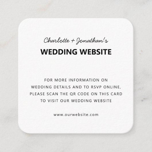 Hochzeitwebsite QR Code UAWG Minimalistisch Begleitkarte (Vorderseite)
