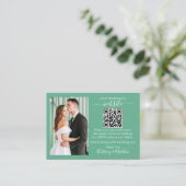 Hochzeitwebsite QR Foto Neo Mint Green Begleitkarte (Stehend Vorderseite)