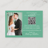 Hochzeitwebsite QR Foto Neo Mint Green Begleitkarte (Vorderseite)