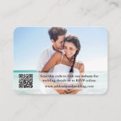 Hochzeitwebsite QR Overlay Foto Aquamarin Begleitkarte (Vorderseite)