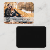 Hochzeitwebsite QR Overlay Foto Black Begleitkarte (Vorne/Hinten)