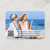 Hochzeitwebsite QR Overlay Foto Blue Begleitkarte (Vorderseite)