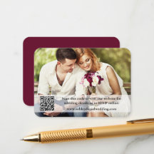 Hochzeitwebsite QR Overlay Foto Burgundy