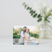 Hochzeitwebsite QR Overlay Foto Dusty Blue Begleitkarte (Stehend Vorderseite)