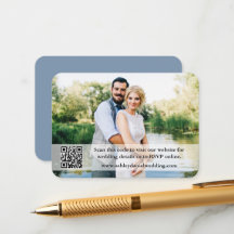 Hochzeitwebsite QR Overlay Foto Dusty Blue