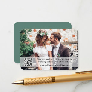 Hochzeitwebsite QR Overlay Foto Eukalyptus Green Begleitkarte