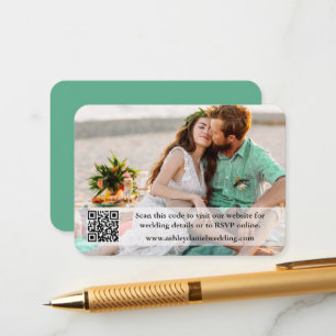 Hochzeitwebsite QR Overlay Foto Neo Mint Green Begleitkarte