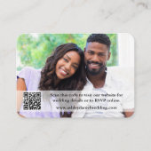 Hochzeitwebsite QR Overlay Foto Periwinkle Begleitkarte (Vorderseite)