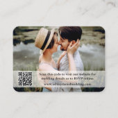 Hochzeitwebsite QR Overlay Foto Sage Green Begleitkarte (Vorderseite)