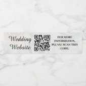 Hochzeitwebsite Site Name QR Code Minimalistisch W Wasserflaschenetikett (Einzelnes Label)