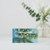Hochzeitwebsite Tropical Beach String Lights Ombre Visitenkarte (Stehend Vorderseite)
