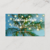 Hochzeitwebsite Tropical Beach String Lights Ombre Visitenkarte (Vorderseite)